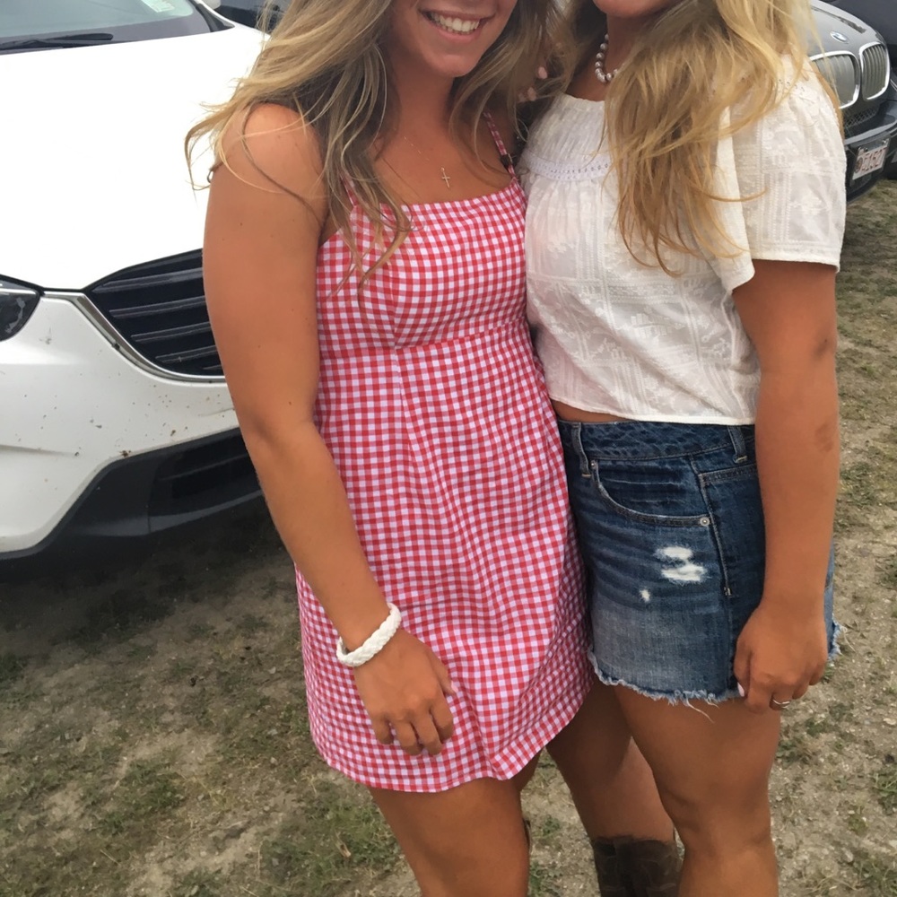 red and white Urban Outfitters mini dress